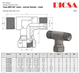 BSP Male to Female Swivel Branch T-Piece Adaptor | TTA Hyd