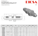 JIC Male Straight Bulkhead Adaptor, BH-MJ-STR