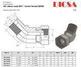 NPT Male to Female 45 Elbow Swivel Adaptor, E3/MN/FN | TTA Hyd