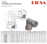 BSP Female Elbow Swivel Adaptor, E-FB-SWI-90