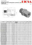 Tube Male Stud Coupling to Metric WD, S-Series, GE/SM-wd | TTA Hydraulics