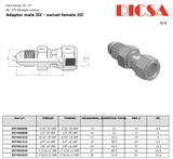 JIC Male to Female Swivel Adaptor & Reducer, MJ-FJ-STR