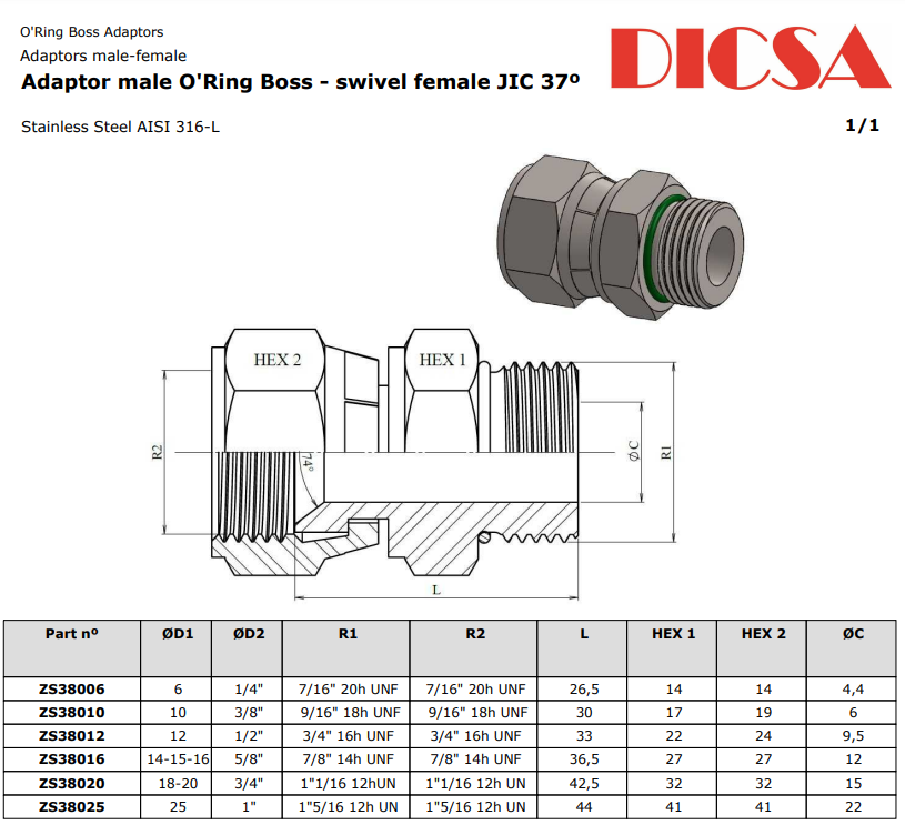 JIC to SAE Male Adaptor, MJ/MSAE | TTA Hydraulics