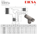 BSP Male Tee Piece Adaptor, T-MB | TTA Hydraulics