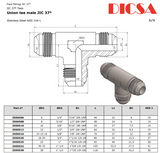 JIC Male T-Piece Adaptor MJ All Round | TTA Hydraulics
