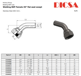 BSP Flat Face Female Weldon Elbow 45° | TTA Hyd