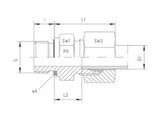 Straight Connector to Metric, L Series Light, wd, GE-LM-STR-wd