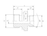 Male BSP to Male Metric Stainless Steel Hydraulic Adaptor Drawing