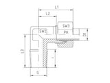 Stud Elbow Connector to NPT, L Series Light, WE-LN-90