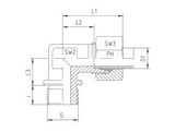 Stud Elbow Connector to Metric Parallel, L Series Light, WE-LM-90
